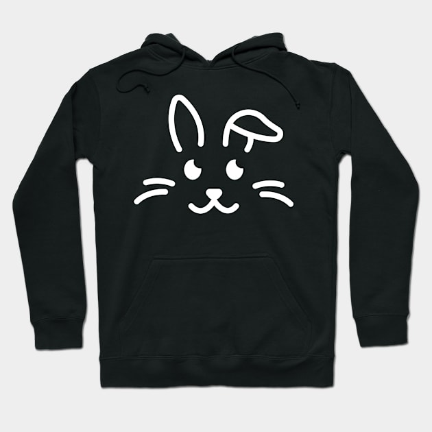 Eep! - Cute Bunny Face Line Art - White Hoodie by DaTacoX